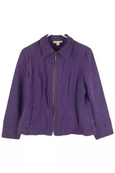 Coldwater Creek Women's Size 10 Plum Purple Textured Zip Jacket