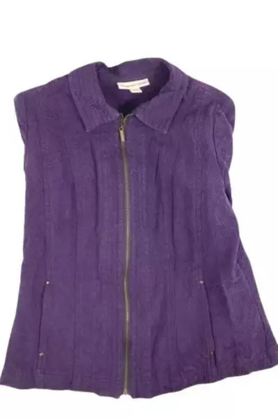 Coldwater Creek Women's Size 10 Plum Purple Textured Zip Jacket