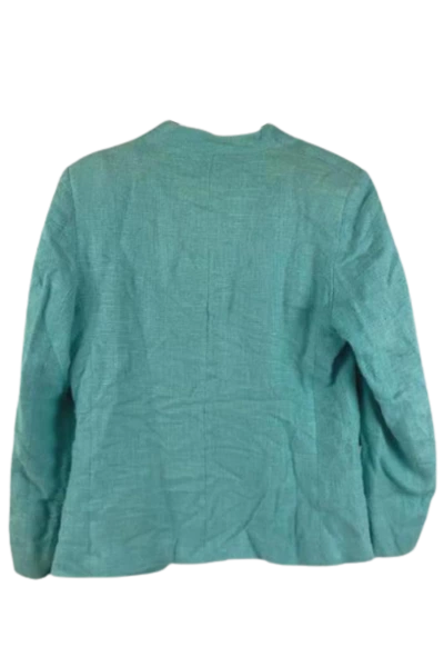 Vintage Tan Jay Women's Cardigan Sz 14 Turquoise Open Front Long Sleeve Jacket