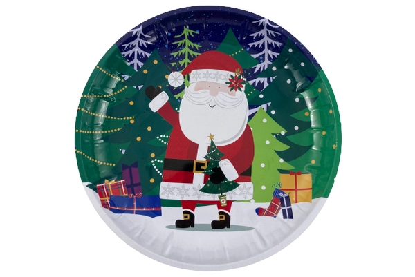 Greenbriar International Santa Christmas Tin Serving Tray 10" Diameter