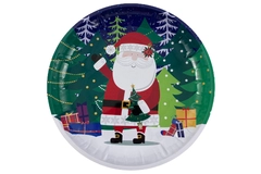 Greenbriar International Santa Christmas Tin Serving Tray 10" Diameter