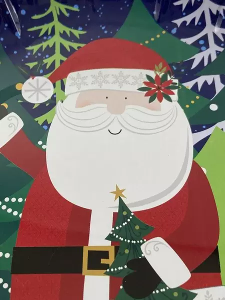 Greenbriar International Santa Christmas Tin Serving Tray 10" Diameter