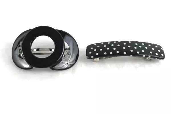 Lot of 6 Vintage Black & Blue Hair Clips Barrettes Retro Accessories