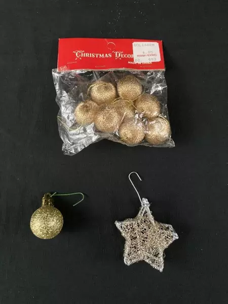 Lot of White & Gold Christmas Tree Ornaments - Holiday Decor Collection