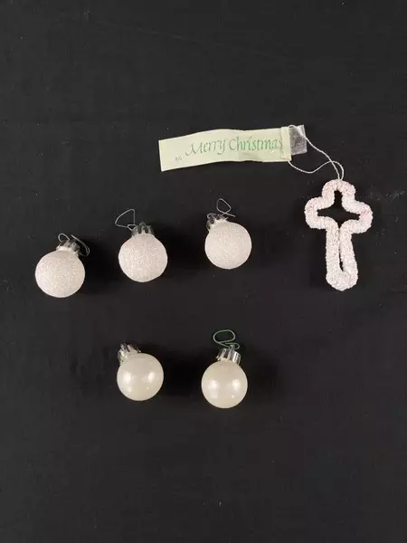 Lot of White & Gold Christmas Tree Ornaments - Holiday Decor Collection