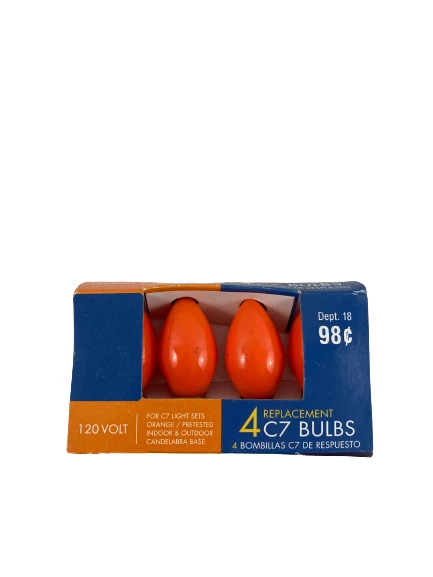 Lot of 14 Vintage C7 Christmas Light Bulbs for Crafting - Blue, Clear, Orange