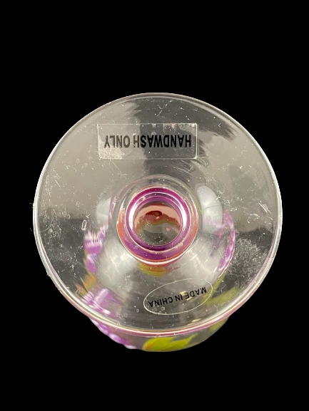 Hand Painted Grape Cluster Wine Glasses Multi Color Bubble Stem Set of 2