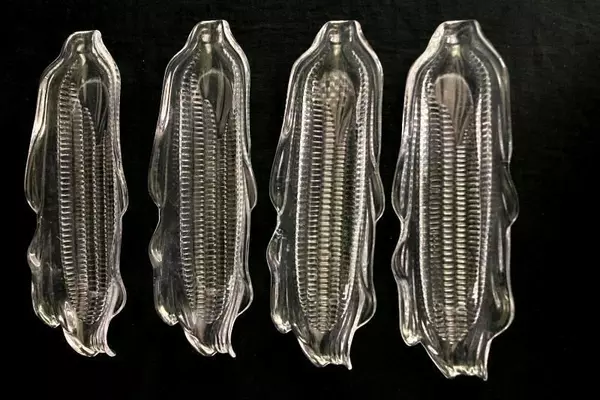 Set of 4 Corn On The Cob Clear Plastic Serving Dishes Le Gourmet Chef Individual