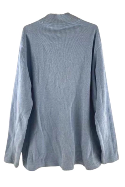 Tasso Elba Men's XL Blue Half Zip Cotton Sweater Collared Knit Casual Top