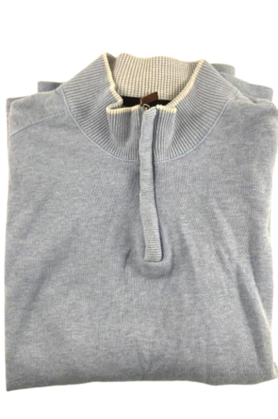 Tasso Elba Men's XL Blue Half Zip Cotton Sweater Collared Knit Casual Top