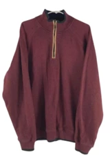 Vintage Norm Thompson Men's XL Red Half Zip Knit Sweater Made in Macau
