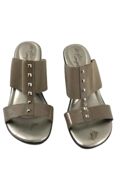 Dexflex Comfort Women's Size 8 Taupe Wedge Sandals Open Toe Studded Lot