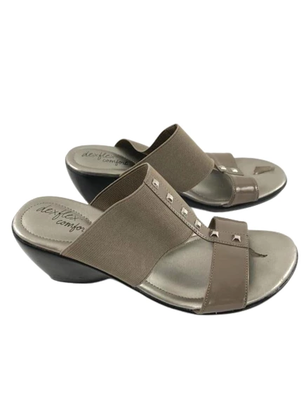Dexflex Comfort Women's Size 8 Taupe Wedge Sandals Open Toe Studded Lot