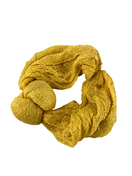 Vintage Golden Yellow Knit Crochet Headband Tie Knot Retro Hair Accessory