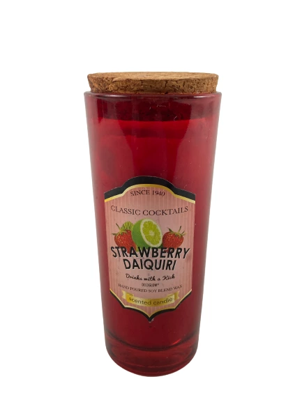 DecoGlow Strawberry Daiquiri Soy Candle with Cork Lid - Pre-Owned 5.5" Tall