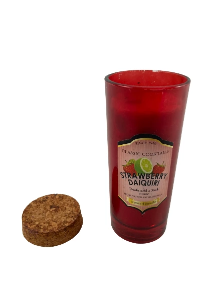 DecoGlow Strawberry Daiquiri Soy Candle with Cork Lid - Pre-Owned 5.5" Tall