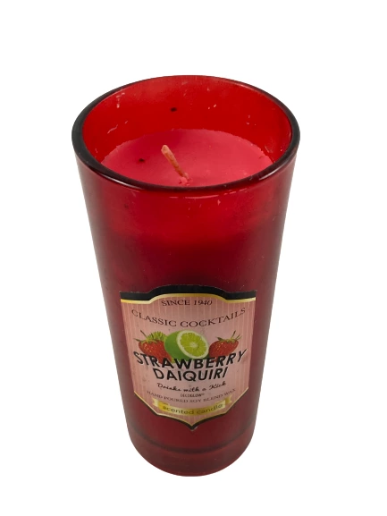 DecoGlow Strawberry Daiquiri Soy Candle with Cork Lid - Pre-Owned 5.5" Tall