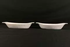 Set of 2 White Ceramic Au Gratin Baking Dishes Single Personal Size