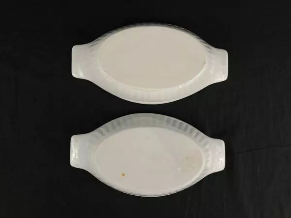 Set of 2 White Ceramic Au Gratin Baking Dishes Single Personal Size