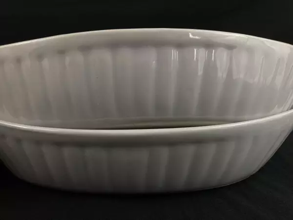 Set of 2 White Ceramic Au Gratin Baking Dishes Single Personal Size