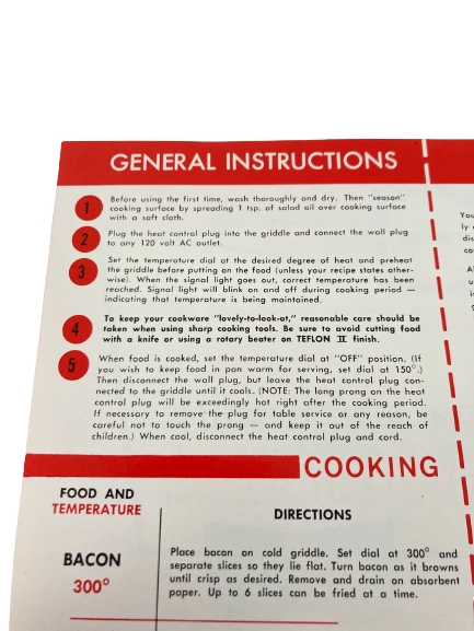 Vintage Regal Automatic Electric Small Fry Griddle Server Manual Good Condition