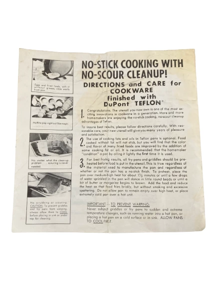 Lot of Vintage Du Pont Teflon Regal Cookware Instruction Sheets & Ads