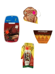 Lot of Vintage Cooking Labels: No Sew Poultry Lacer, Thermometer, Skewers