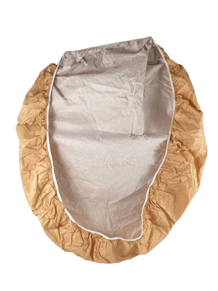 Vintage Beige Oval Vinyl Tablecloth with Elastic Band 48x36 Inch