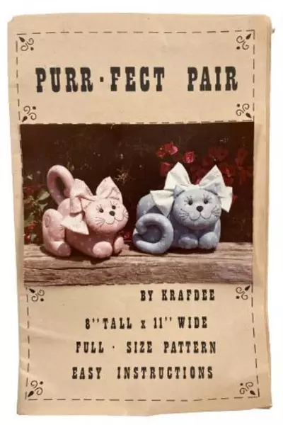 Vintage 1984 Krafdee PurrFect Pair Sewing Pattern Lot - Crafting Fun!