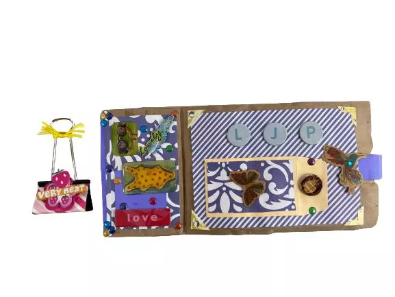 Multicolored Scrapbook with Stickers & Clip - Craft Set, Good Condition