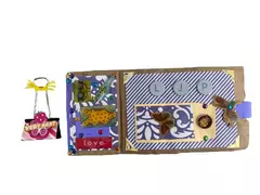 Multicolored Scrapbook with Stickers & Clip - Craft Set, Good Condition