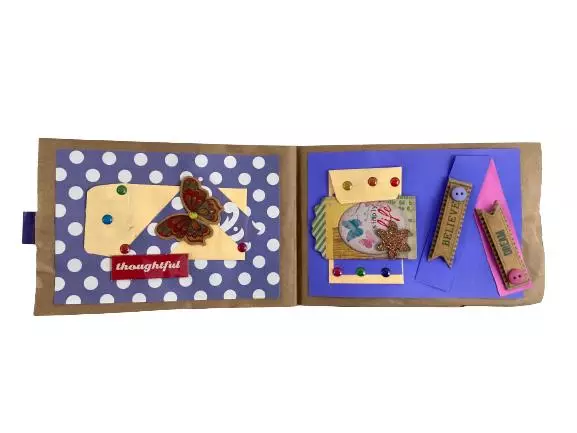 Multicolored Scrapbook with Stickers & Clip - Craft Set, Good Condition