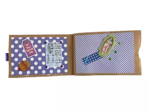 Multicolored Scrapbook with Stickers & Clip - Craft Set, Good Condition