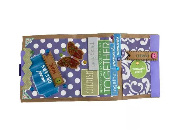 Multicolored Scrapbook with Stickers & Clip - Craft Set, Good Condition