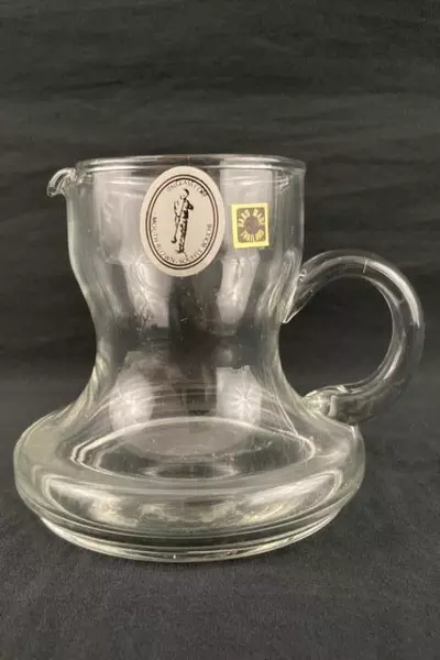 Italglass Mouth Blown Glass Souffle Bouche Creamer Pitcher With Handle