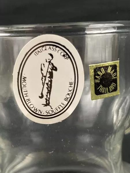 Italglass Mouth Blown Glass Souffle Bouche Creamer Pitcher With Handle