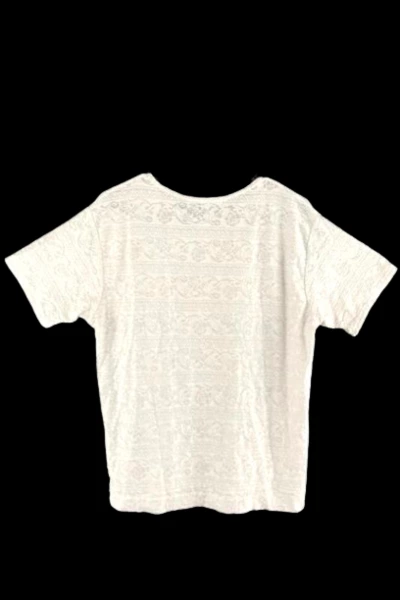 Vintage Pacer Women's XL White Lace Semi-Sheer Top - Good Condition, Stain