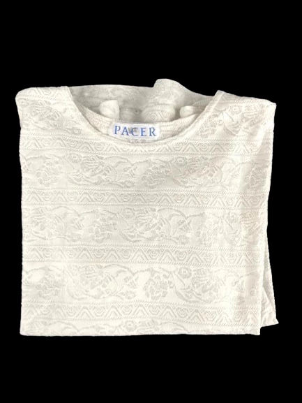Vintage Pacer Women's XL White Lace Semi-Sheer Top - Good Condition, Stain