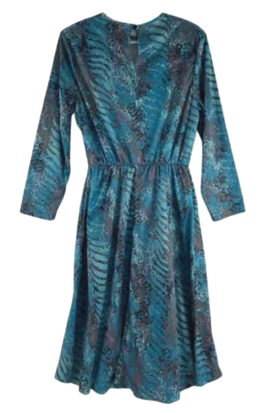 Vtg Blair Women's Size 12 Fit & Flare Dress Green Purple Abstract Retro