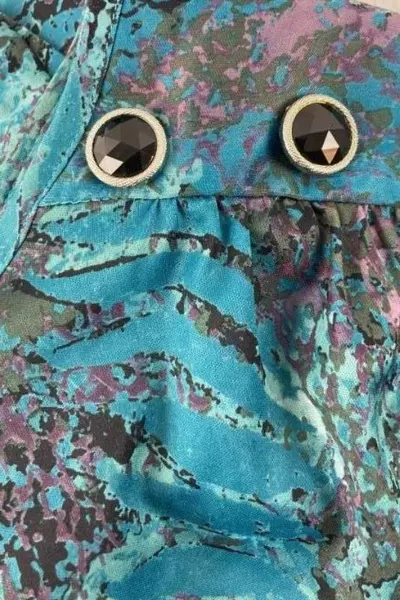 Vtg Blair Women's Size 12 Fit & Flare Dress Green Purple Abstract Retro