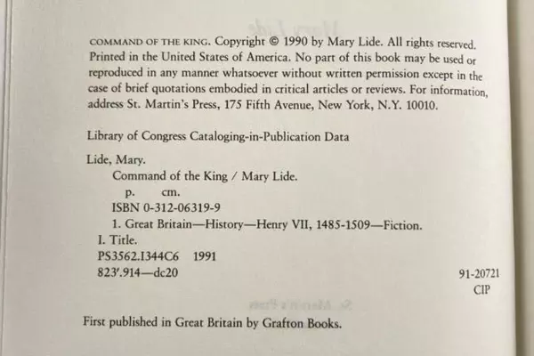 1991 Command of the King by Mary Lide Hardcover Book St Martins Press