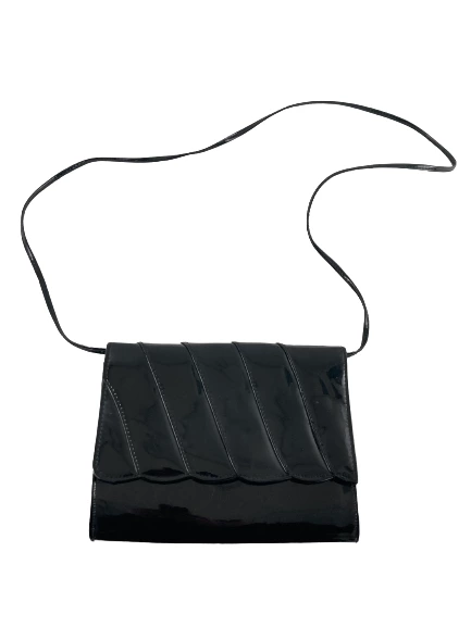 Vintage Marshall Fields Black Faux Leather Shoulder Bag Purse - Good Condition