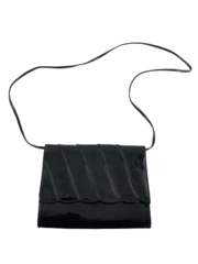 Vintage Marshall Fields Black Faux Leather Shoulder Bag Purse - Good Condition