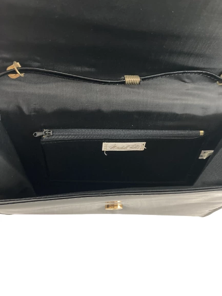 Vintage Marshall Fields Black Faux Leather Shoulder Bag Purse - Good Condition