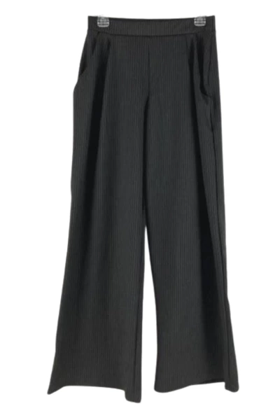 Piphany Women's Small Black White Pinstriped Pleated Pants Elastic Waist NWT