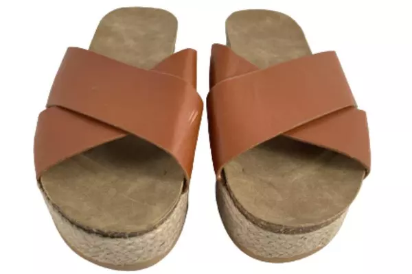 Women's Euro Size 39 Brown Slip-On Platform Espadrilles Sandals - Good Condition