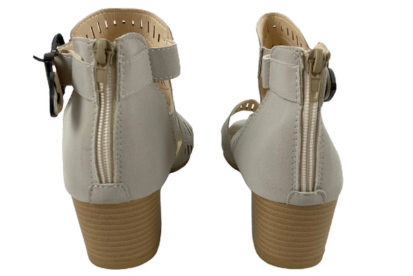 Taupe Euro Size 40 Block Heel Peep Toe Sandals for Women - Good Condition