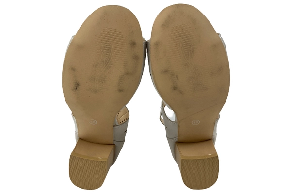 Taupe Euro Size 40 Block Heel Peep Toe Sandals for Women - Good Condition