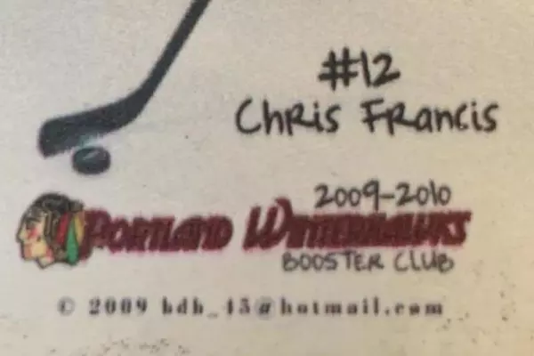 Portland Winterhawks Chris Francis #12 Key Chain 2009-2010 Good Condition