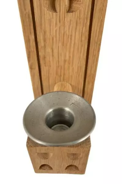 Wooden Tooled Candle Wall Sconce Natural Brown Decor 16" Taper Holder